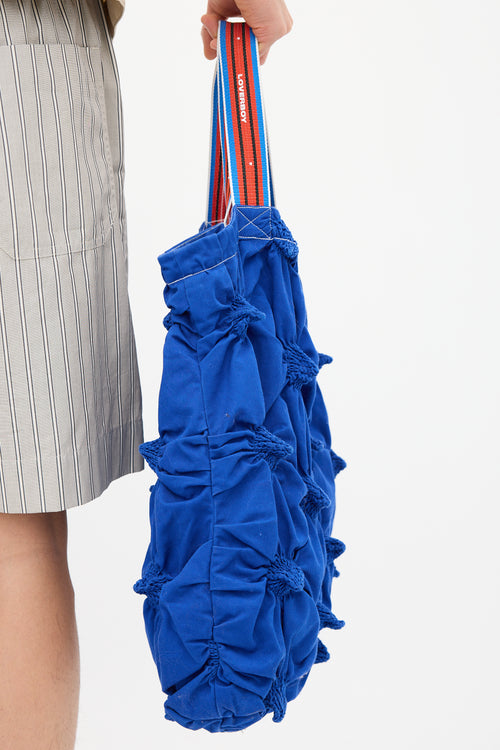 Charles Jeffrey Loverboy Blue Smocked Spikey Tote