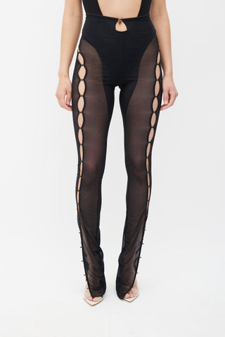 Charlotte Knowles Black Sheer Hook And Eye Shade Trouser