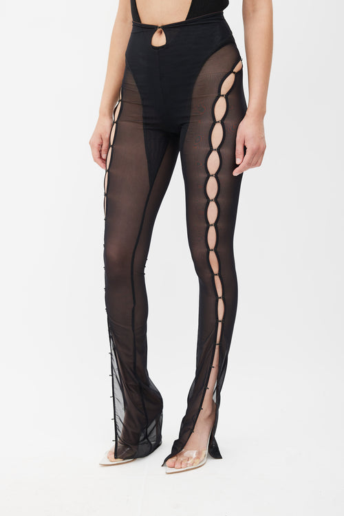 Charlotte Knowles Black Sheer Hook And Eye Shade Trouser