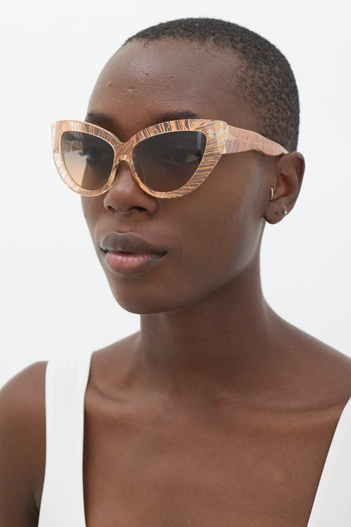 Charlotte Olympia X Linda Farrow Clear 
Pink Tapered Sunglasses