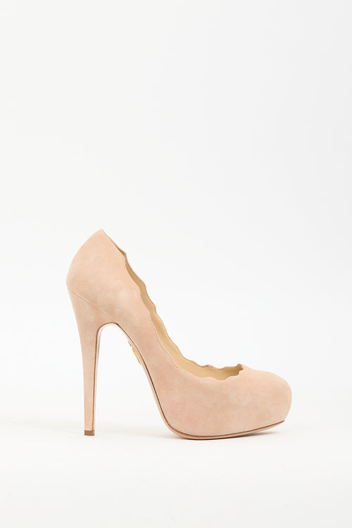 Charlotte Olympia Beige Suede Platform Pump