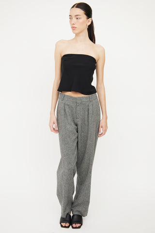 Chloé Black 
White Wool Herringbone Pant