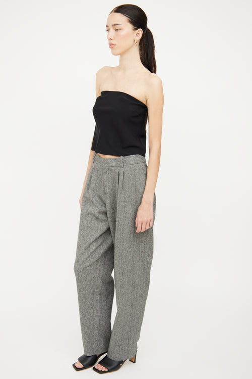 Chloé Black 
White Wool Herringbone Pant