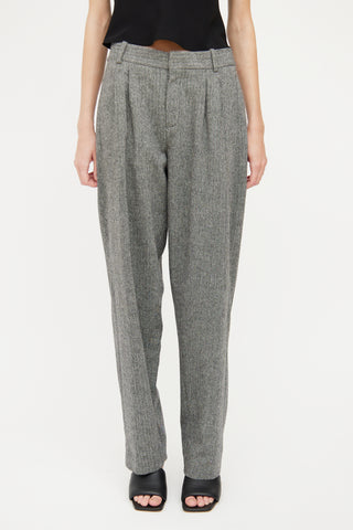 Chloé Black 
White Wool Herringbone Pant