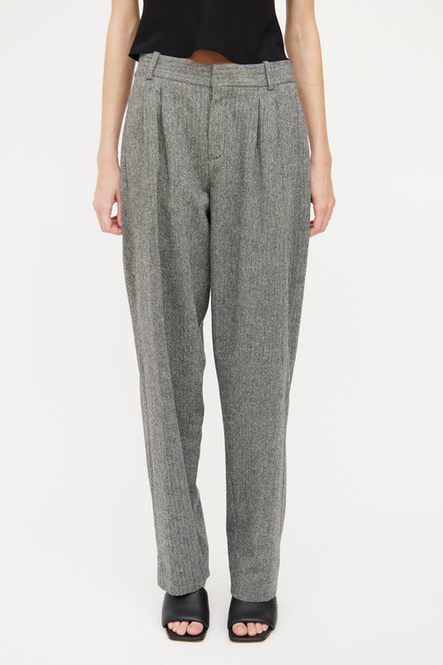 Chloé Black 
White Wool Herringbone Pant