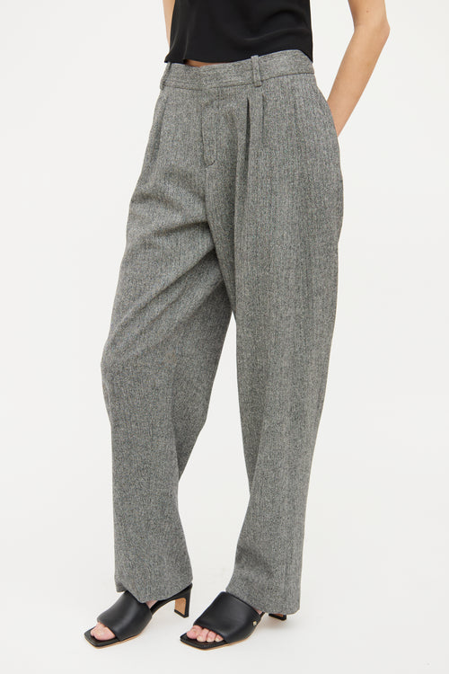 Chloé Black 
White Wool Herringbone Pant