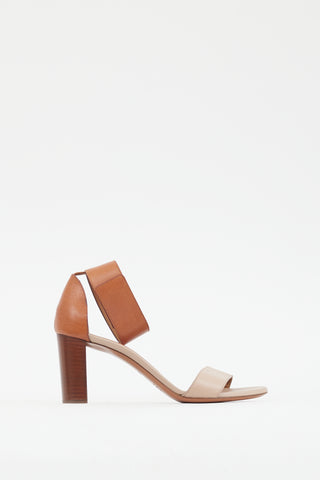 Chloé Beige 
Brown Leather Open Toe Heel