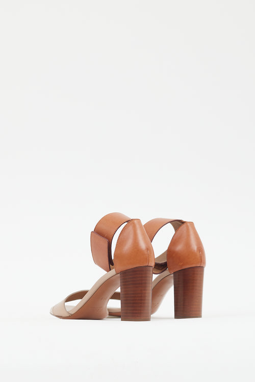 Chloé Beige 
Brown Leather Open Toe Heel