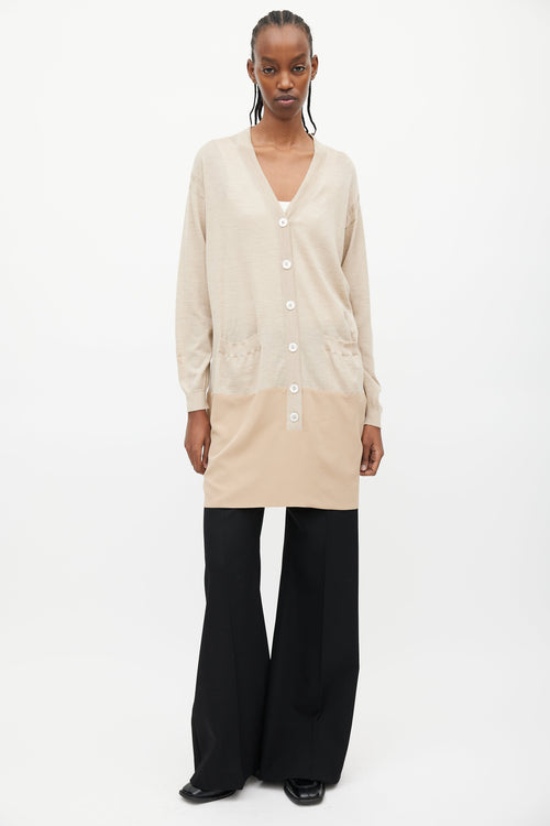 Chloé Beige Cashmere 
Silk Cardigan Dress