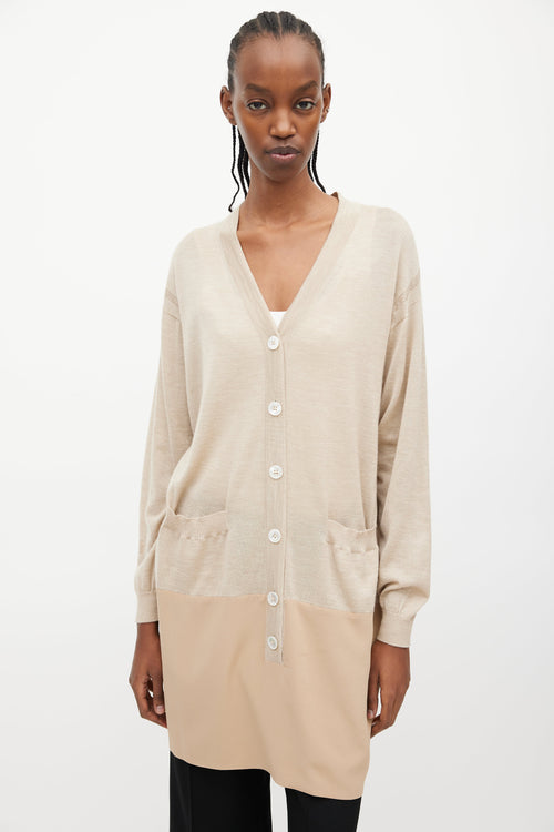 Chloé Beige Cashmere 
Silk Cardigan Dress