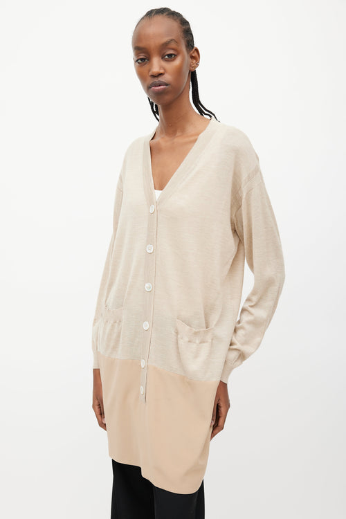 Chloé Beige Cashmere 
Silk Cardigan Dress