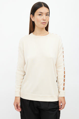 Chloé Beige Eyelet Knit Sweater