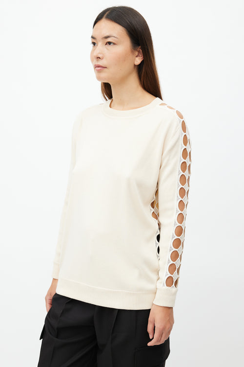 Chloé Beige Eyelet Knit Sweater