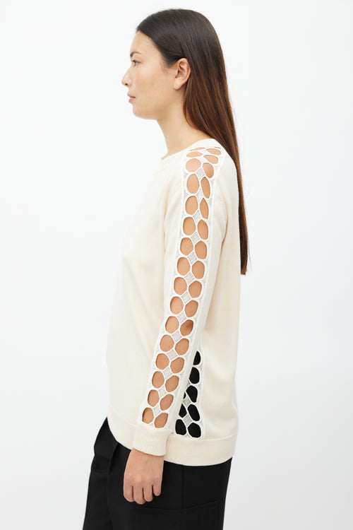 Chloé Beige Eyelet Knit Sweater