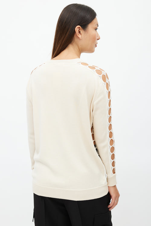 Chloé Beige Eyelet Knit Sweater