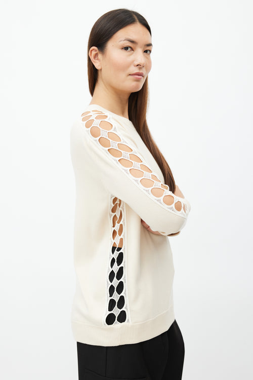 Chloé Beige Eyelet Knit Sweater