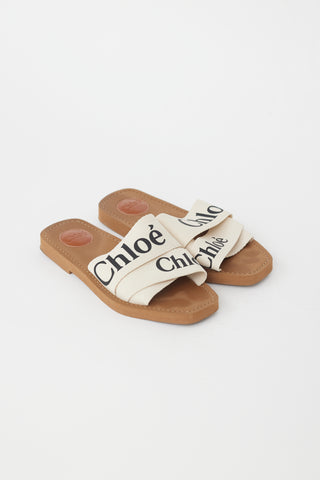 Chloé Brown 
White Woody Mule Sandal