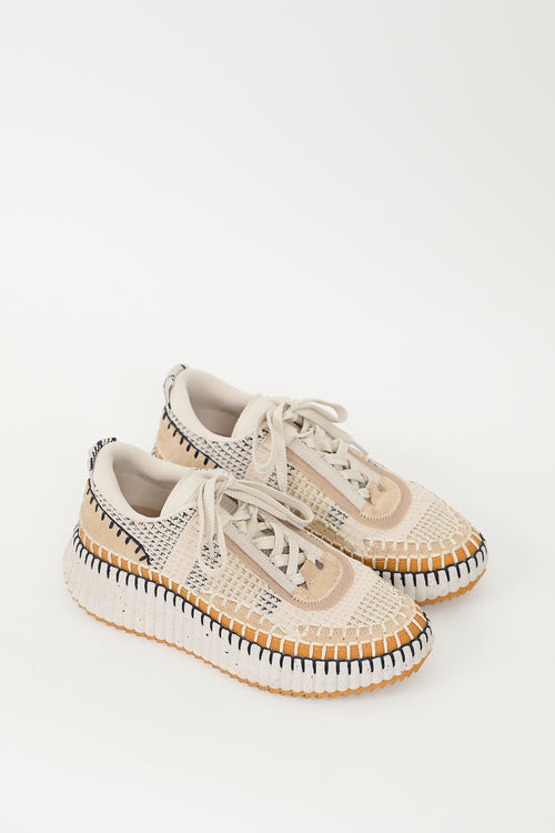 Chloé Beige 
Multicolour Woven Mesh Nama Sneaker