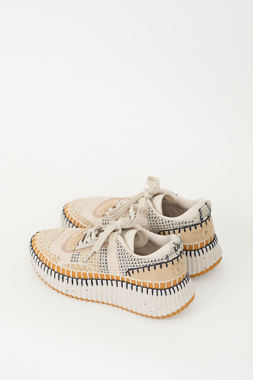 Chloé Beige 
Multicolour Woven Mesh Nama Sneaker