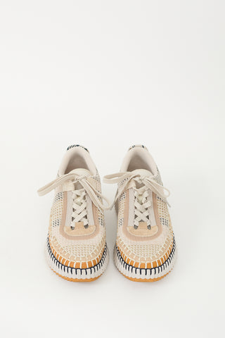 Chloé Beige 
Multicolour Woven Mesh Nama Sneaker