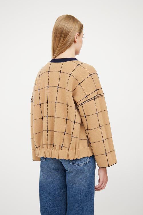 Chloé Beige 
Navy Reversible Plaid Jacket