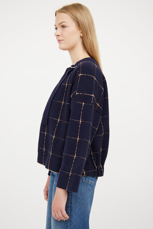 Chloé Beige 
Navy Reversible Plaid Jacket