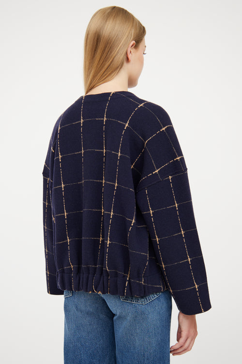 Chloé Beige 
Navy Reversible Plaid Jacket