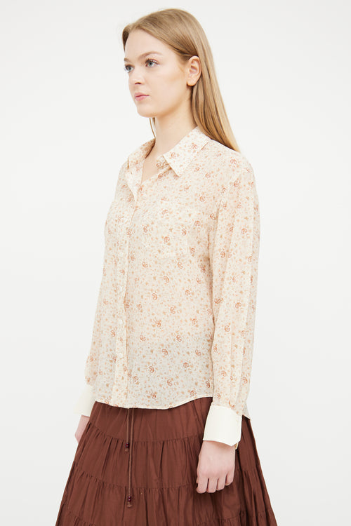 Chloé Cream Silk Button-Up Blouse