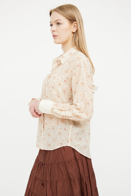 Chloé Cream Silk Button-Up Blouse