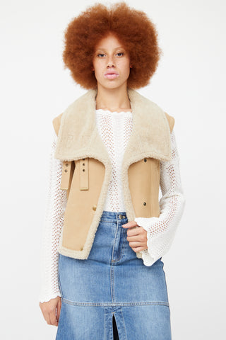 Chloe Beige Leather 
Shearling Vest