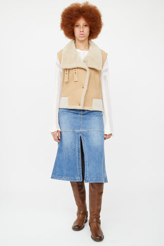 Chloe Beige Leather 
Shearling Vest