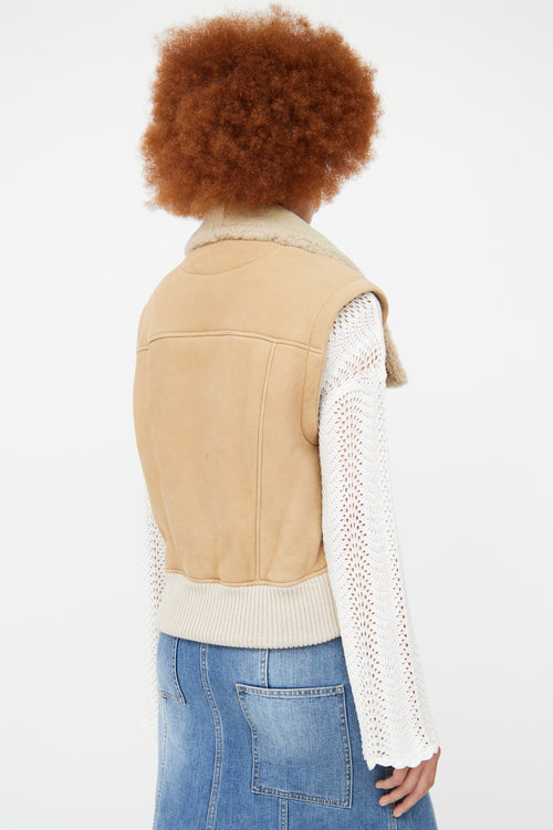 Chloe Beige Leather 
Shearling Vest