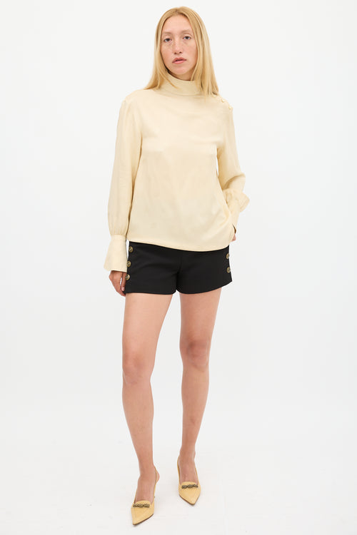 Chloé Beige Silk Logo Jacquard Top