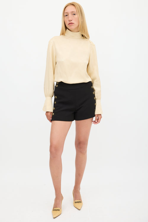 Chloé Beige Silk Logo Jacquard Top