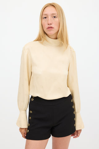 Chloé Beige Silk Logo Jacquard Top