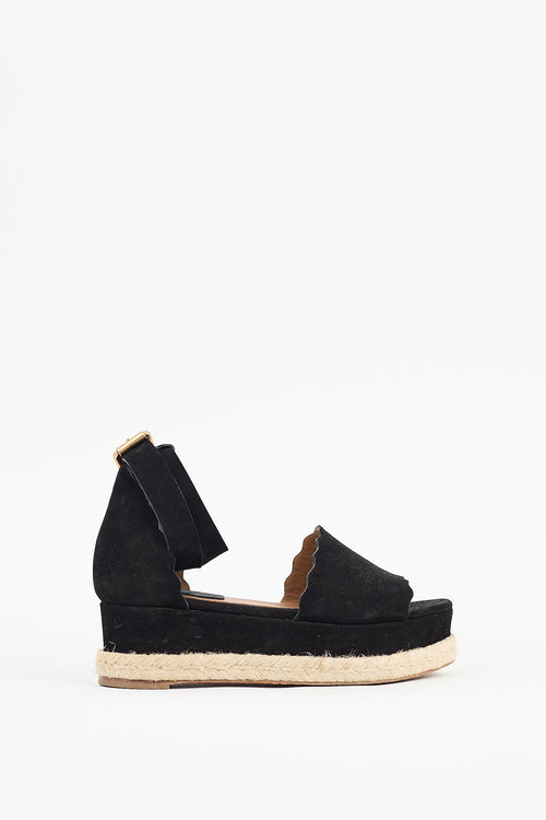 Chloé Black Suede Espadrille Sandal