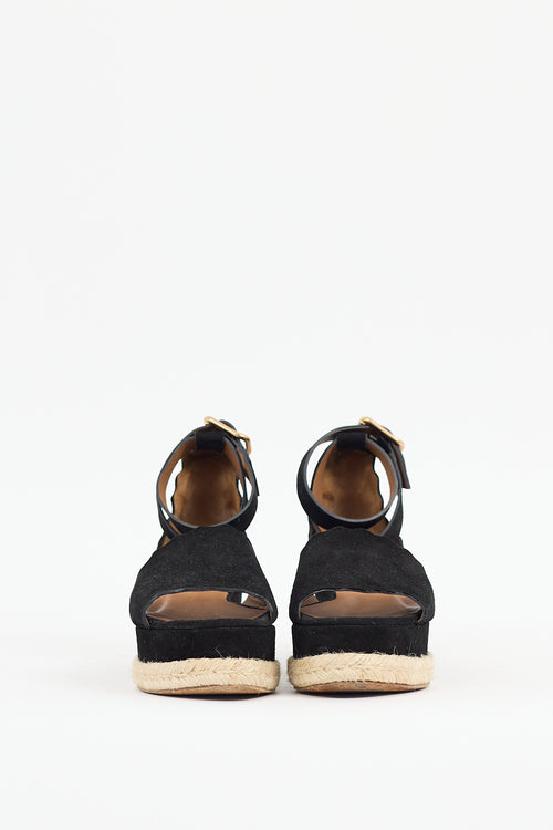 Chloé Black Suede Espadrille Sandal