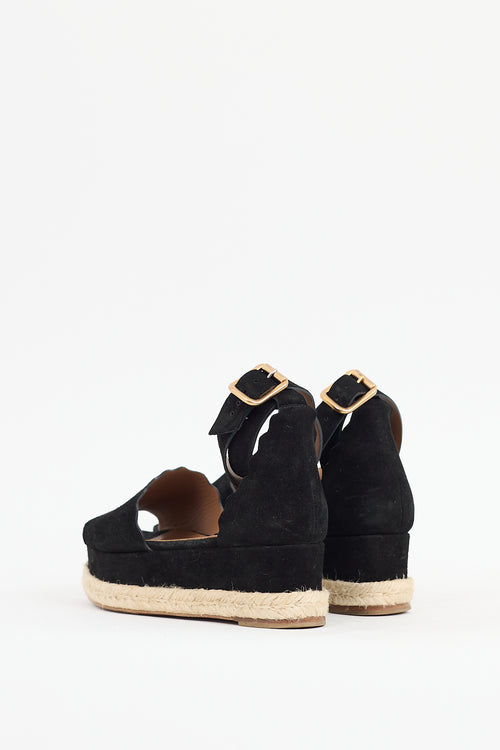 Chloé Black Suede Espadrille Sandal