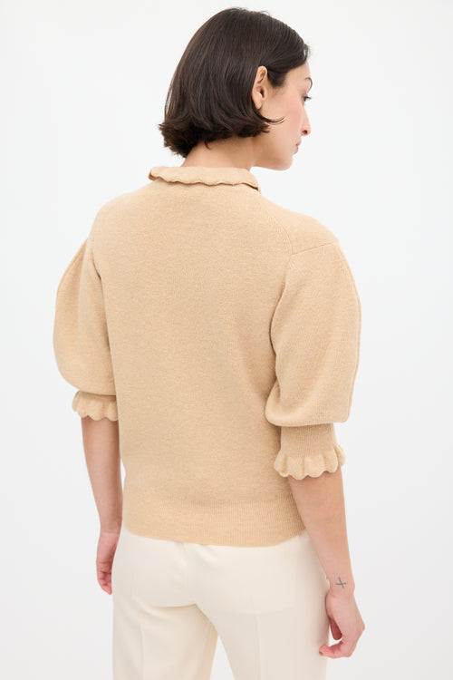 Chloé Beige Wool Ruffled Trim Sweater