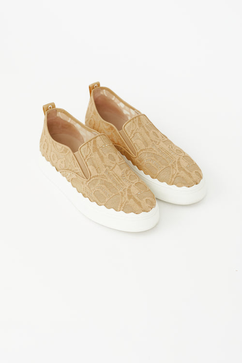 Chloé Beige Lace Lauren Slip On Sneaker