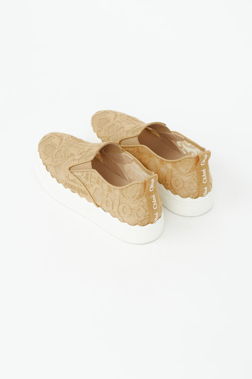 Chloé Beige Lace Lauren Slip On Sneaker