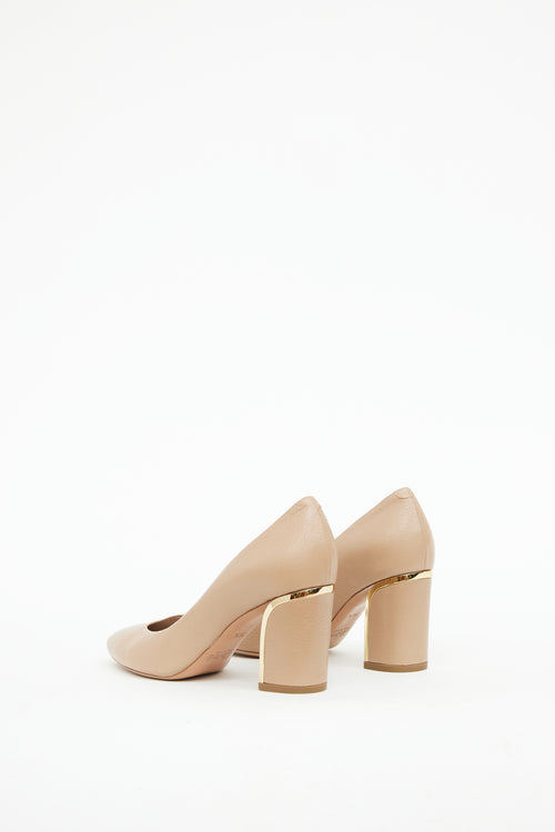 Chloé Beige Grained Leather Becky Pump