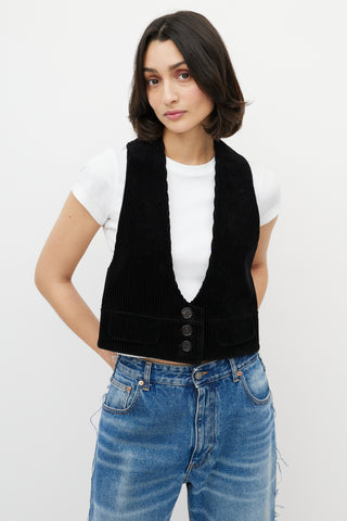 Chloé Black Corduroy Button Vest