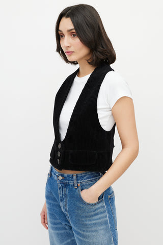 Chloé Black Corduroy Button Vest