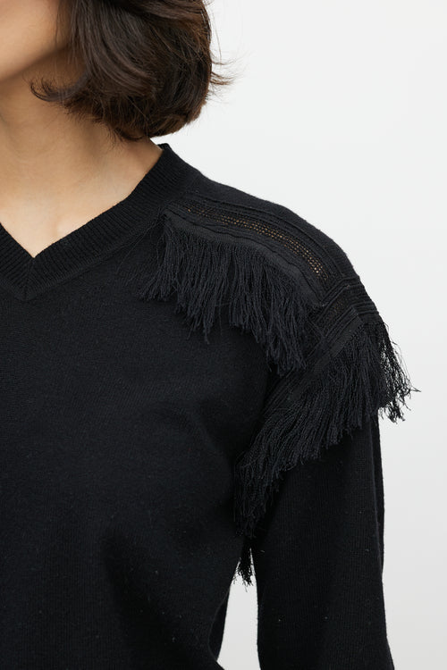 Chloe Black Fringe Cashmere Sweater