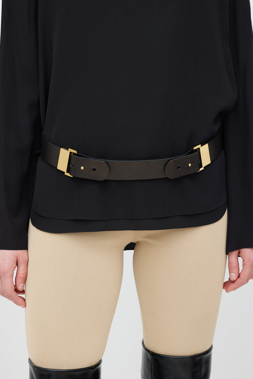 Chloé Black 
Gold Leather Belt