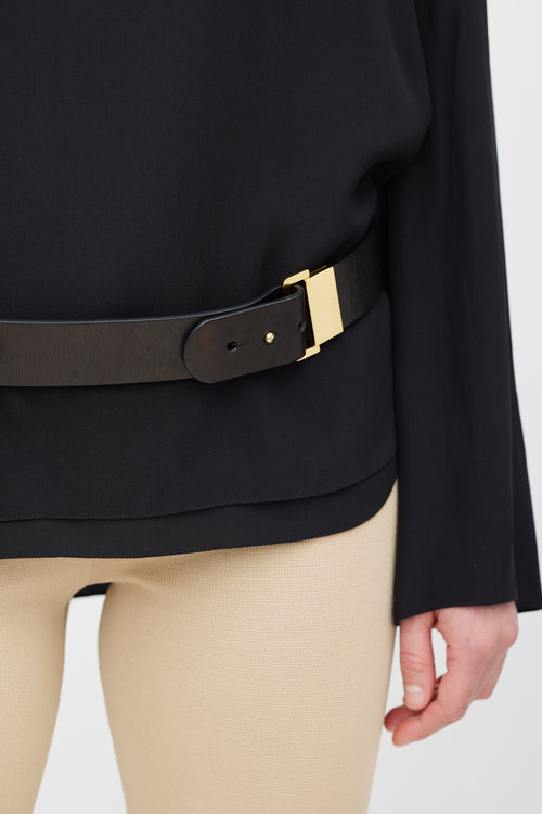 Chloé Black 
Gold Leather Belt