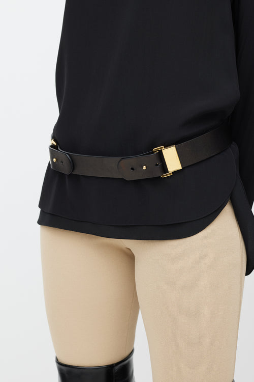 Chloé Black 
Gold Leather Belt