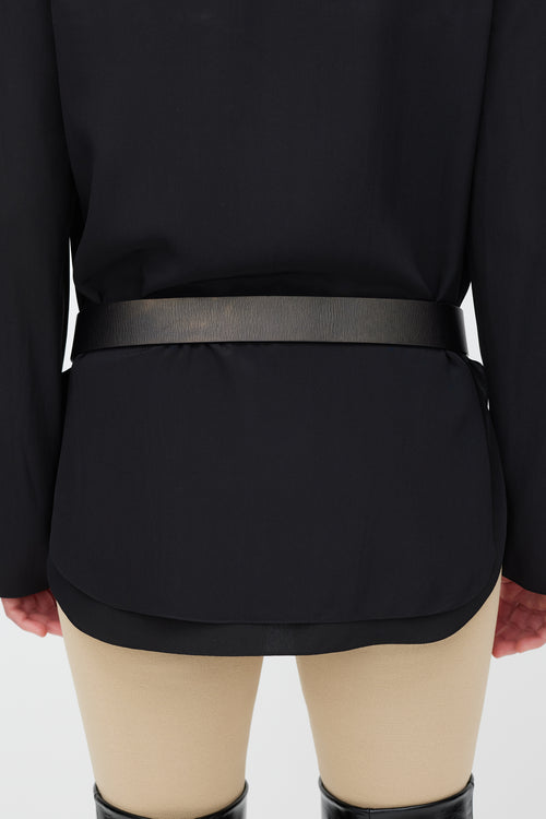 Chloé Black 
Gold Leather Belt