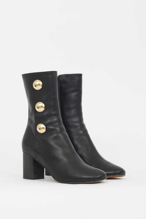 Chloé Black 
Gold Leather Orlando Boot